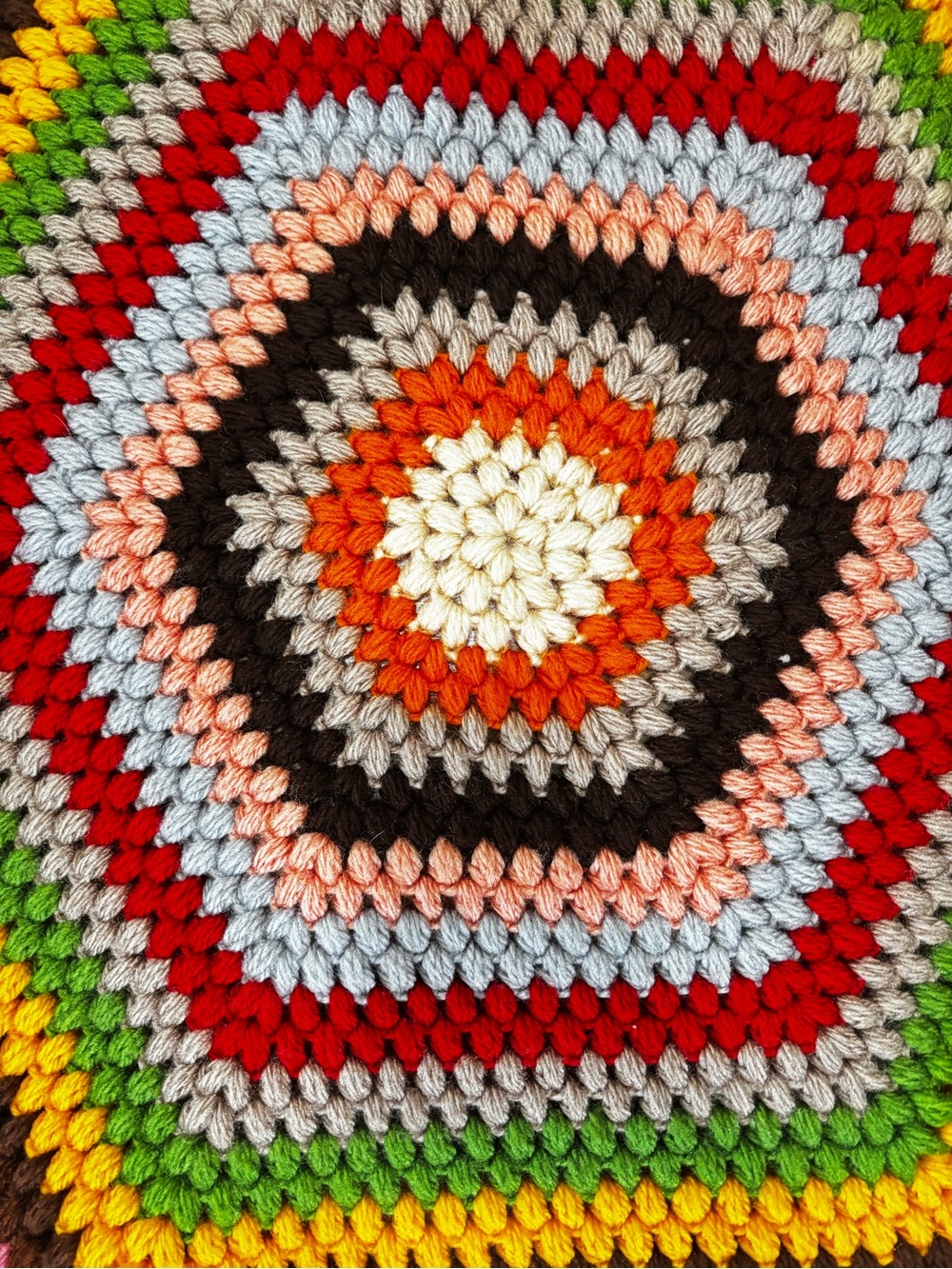 Handmade Crochet Hexagon Rug Boho Rainbow Cottagecore Accent Rug 38”x44” - Picture 3 of 8